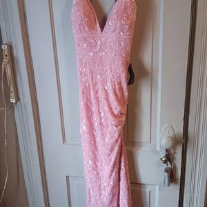 Angelique's Atelier Pink Backless Lace Dress